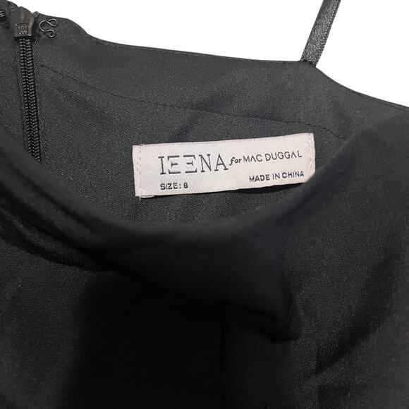 Ieena for Mac Duggal Crepe Thigh High Slit One Shoulder Evening Gown Black Sz 8 - Picture 6 of 10